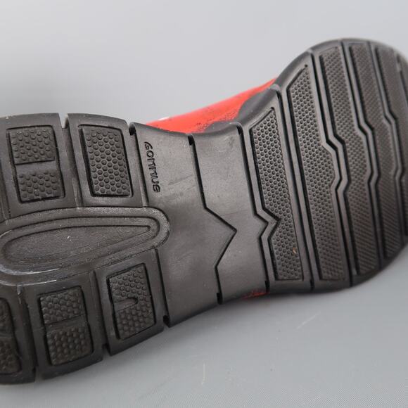 MAISON MARGIELA Size 7.5 Red Painted Knit Lace Up Sneakers - Picture 10 of 12